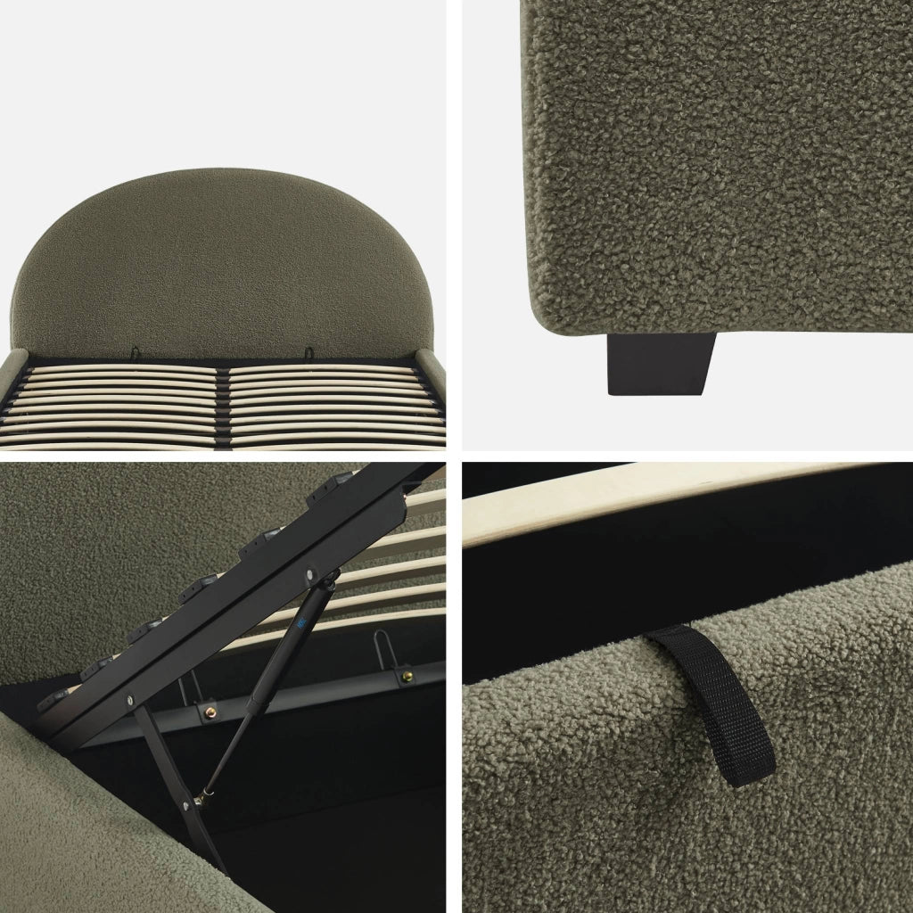 Struttura letto con contenitore e testiera 140x190cm, imbottita