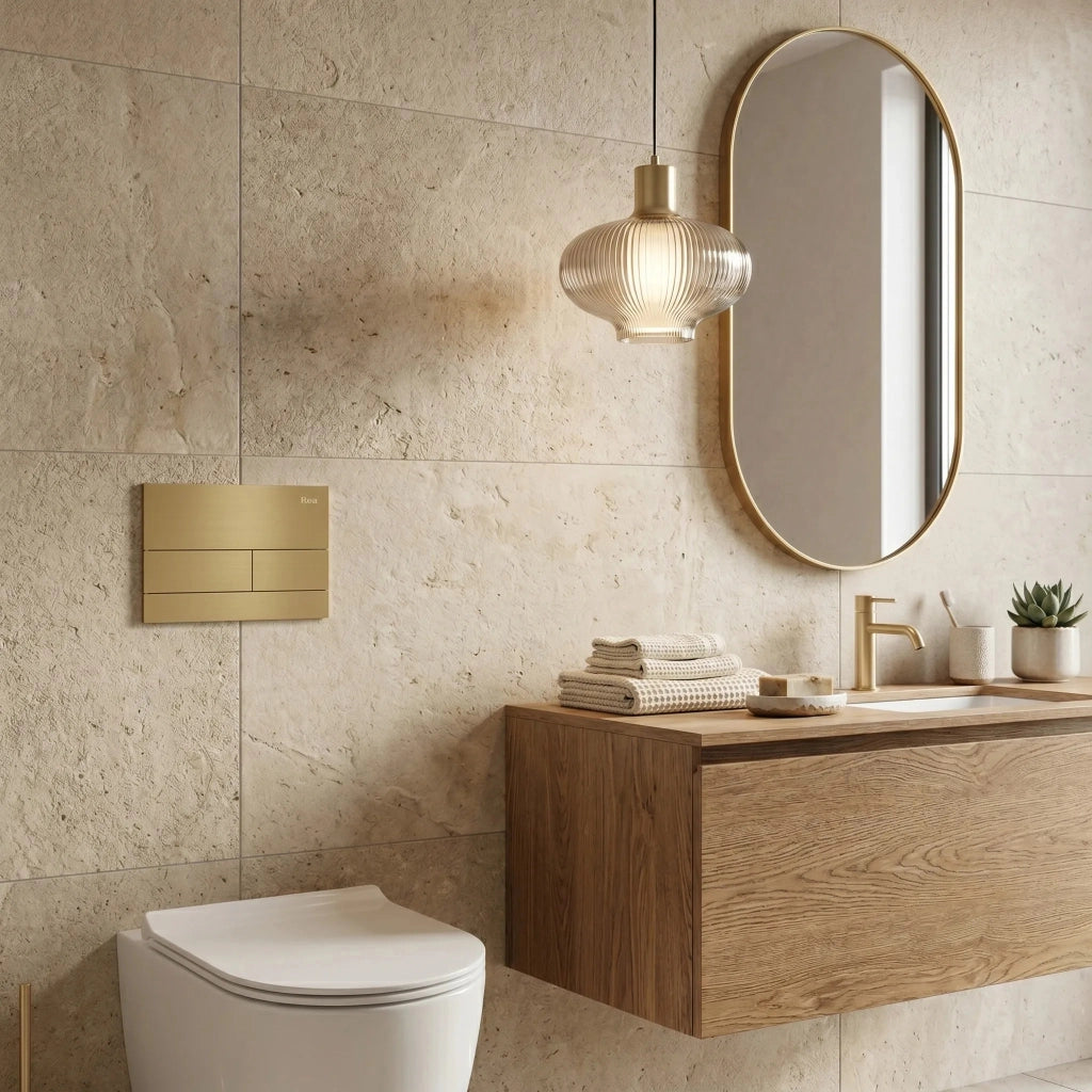 Set Telaio Da Incasso Per Wc Slim 024n Con Pulsante T Brush Gold
