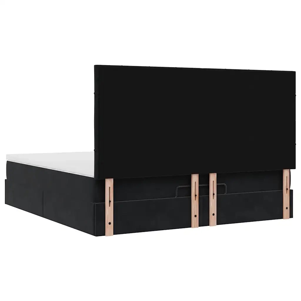 Struttura Letto Pouf con Materassi Nero 180x200 cm in Velluto 3313489