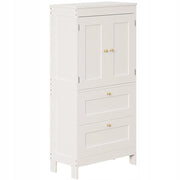 Mobile da bagno a colonna con 2 cassetti e ante, bianco stile loft, 120 cm