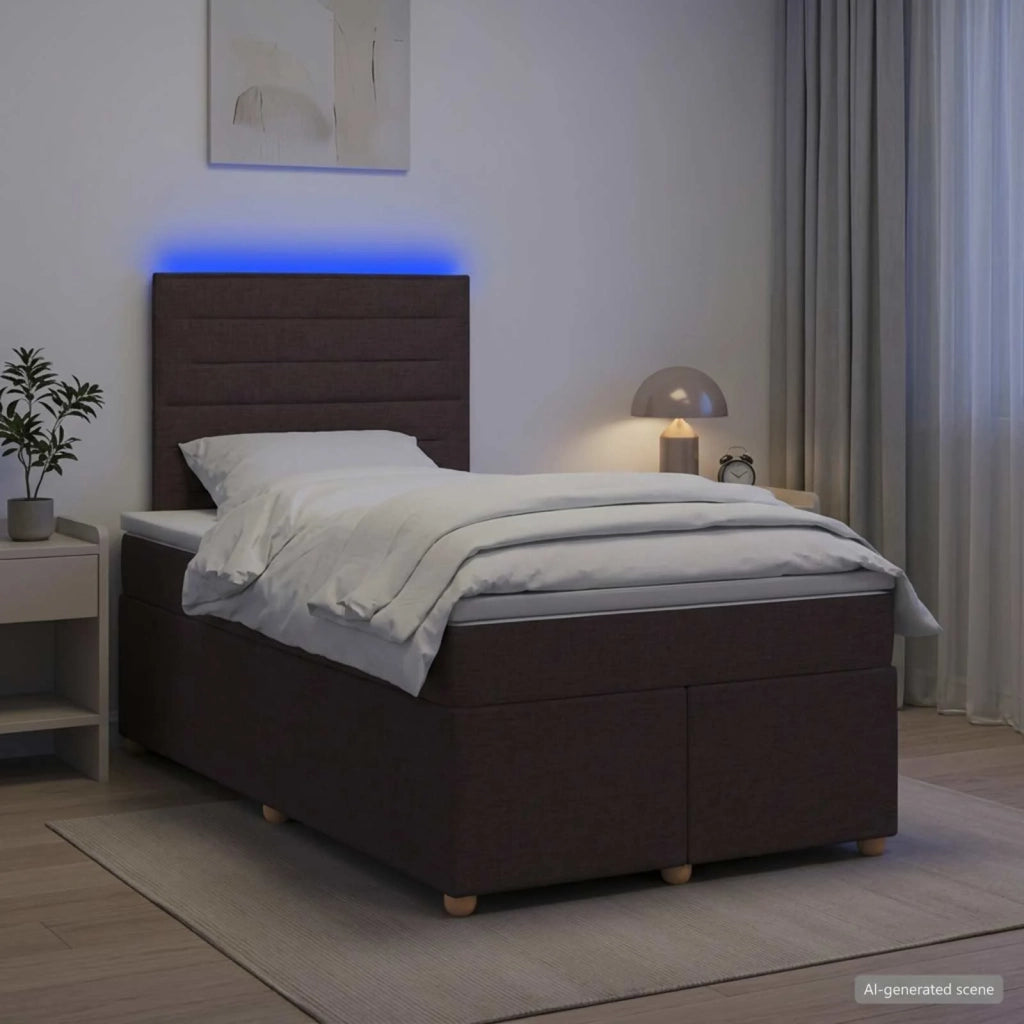 Letto box spring con materasso Marrone Scuro 120 x 190 cm 3455297
