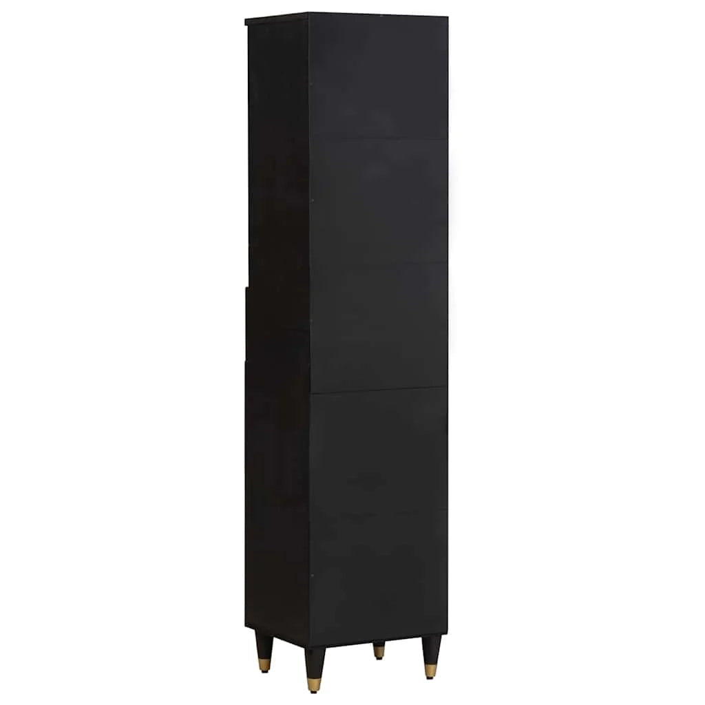 Mobiletto da bagno moderno con cassetto 38 x 33 x 160 cm design elegante e raffinato in legno di mango nero 02_0057897