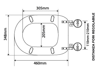 Sedile WC in MDF Bianco con Cerniere Regolabili in Metallo – Distanza Fori 110–210 mm