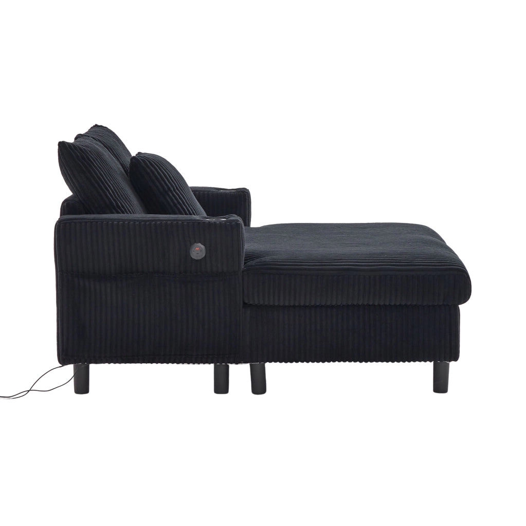 Poltrona relax oversize in velluto a coste con LED e USB