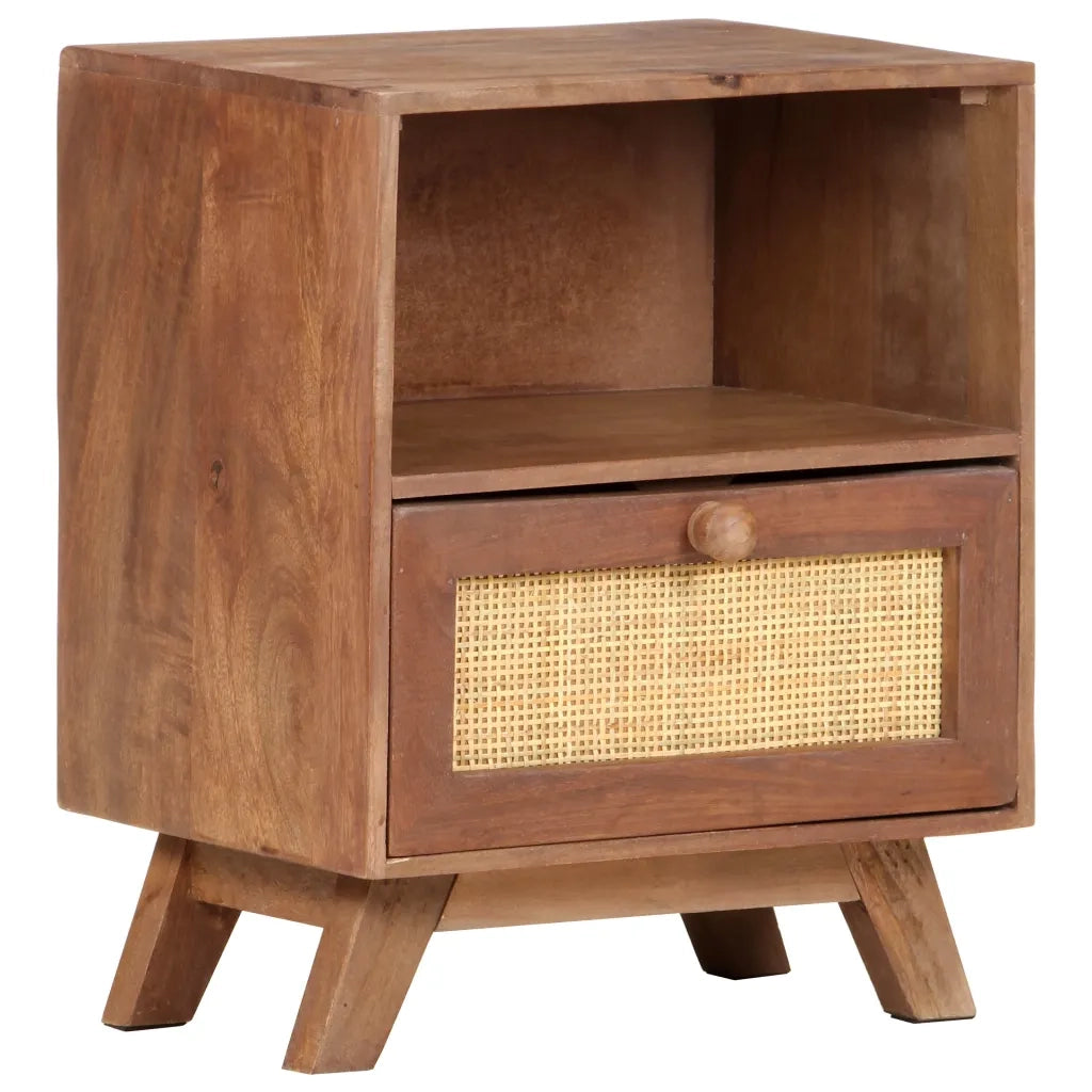 Comodino | Armadio da Notte | Mobiletto da notte 40x30x50 cm in Legno Massello di Mango