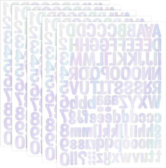 Etichette alfabetiche numerate Decorative artigianali da assemblare da appendere - Set di 6 fogli (Argento laser)