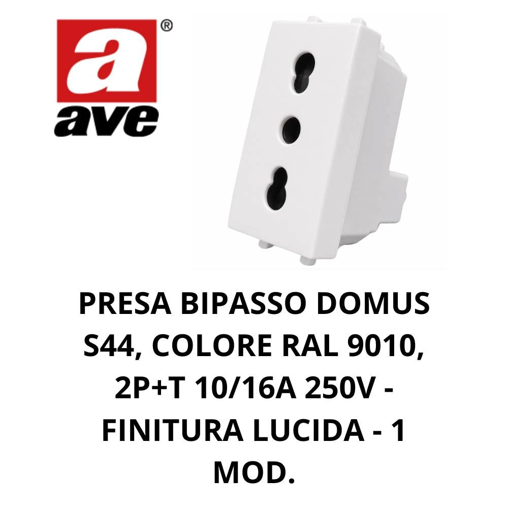 Presa bipasso ave domus s44 da incasso per impianti civili