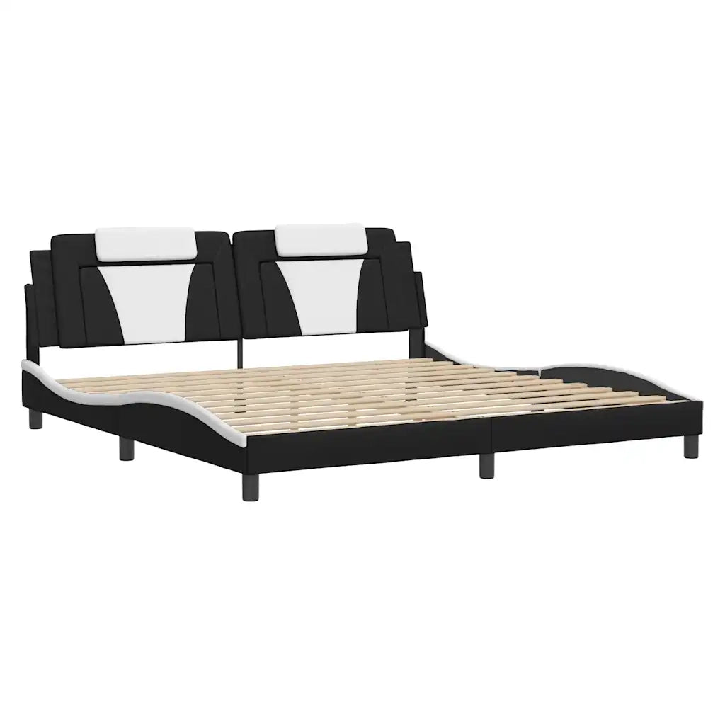 Giroletto Viana senza Materasso Bianco e Nero 200x200 cm in Similpelle