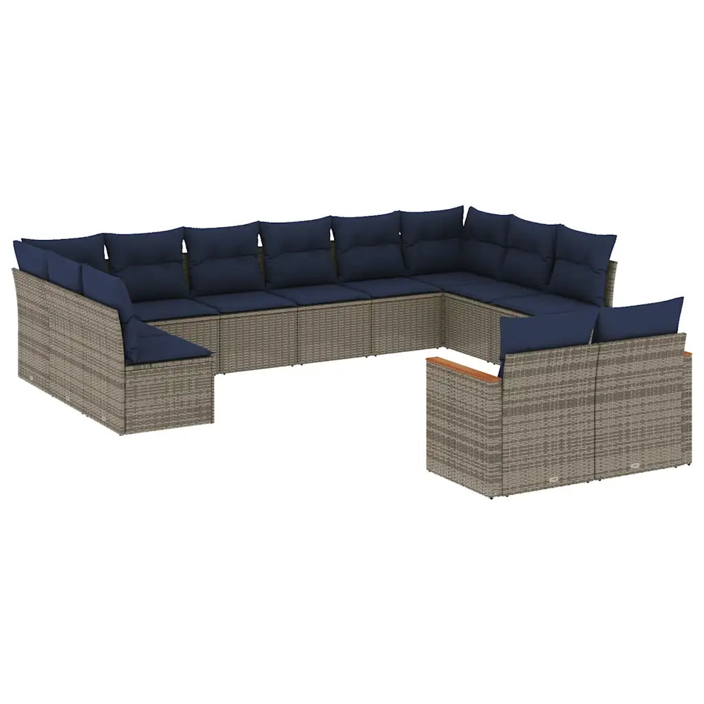 Set Divani da Giardino 12 pz con Cuscini Grigio in Polyrattan 3226446