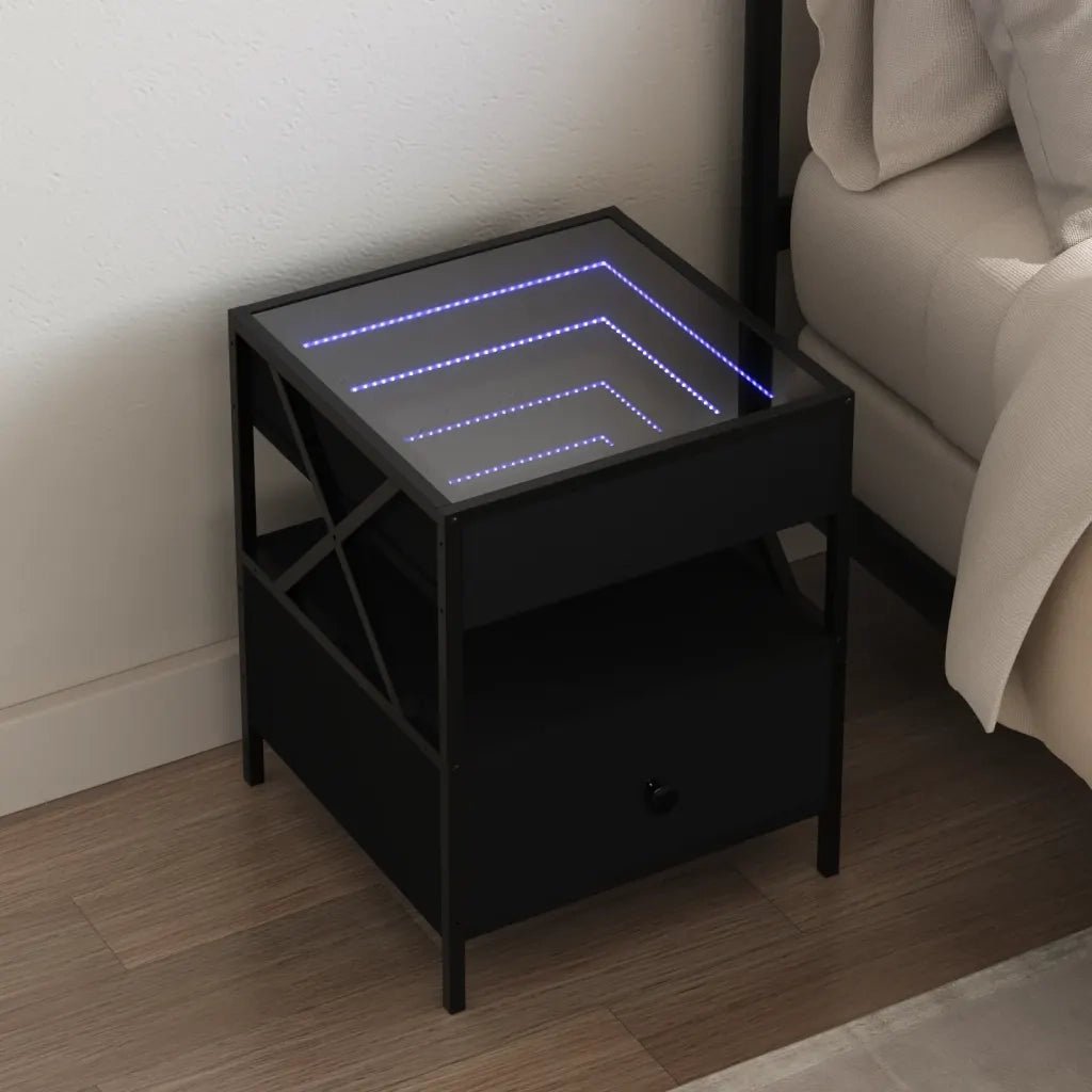 Tavolino da Salotto con LED Nero 40x40x30 cm