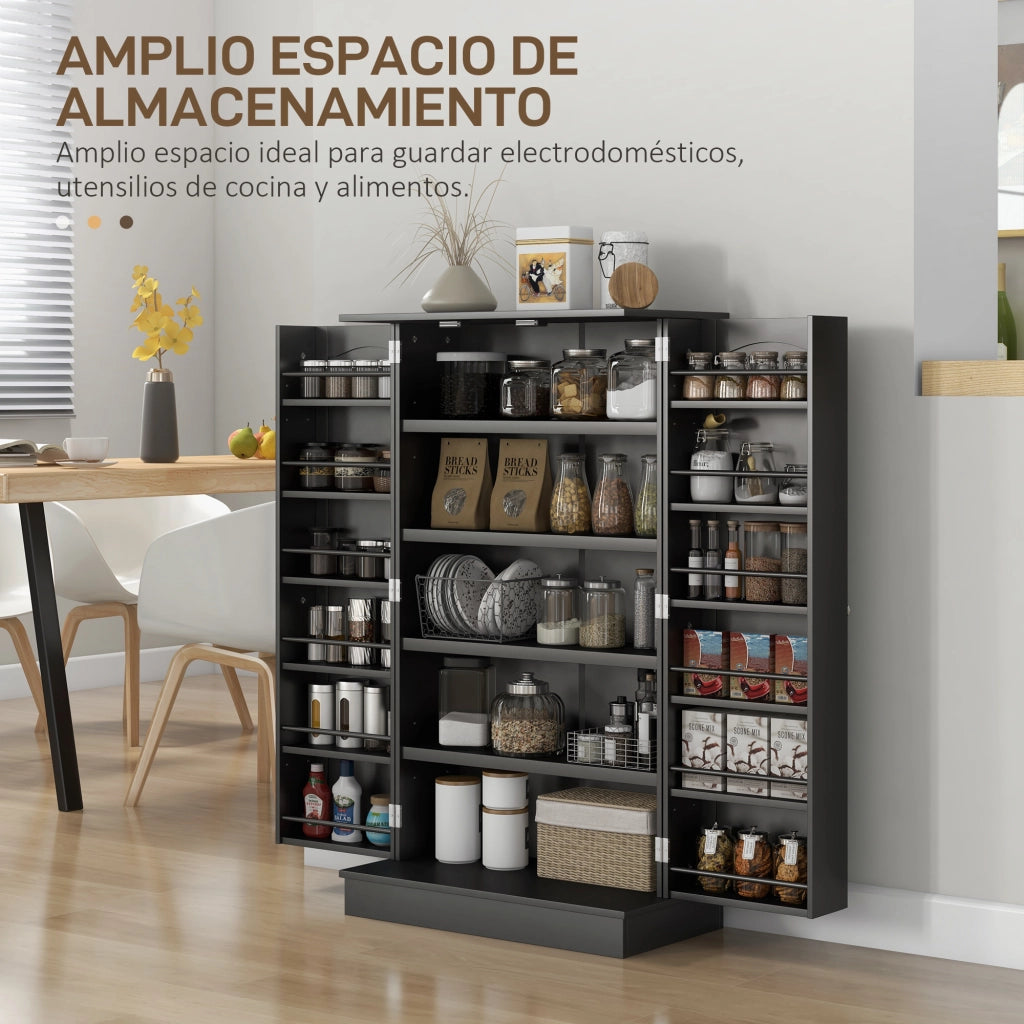 Armadio Dispensa Multiuso ¨C Xylo ¨C 2 Ante 16 Ripiani Nero 60x30x104cm