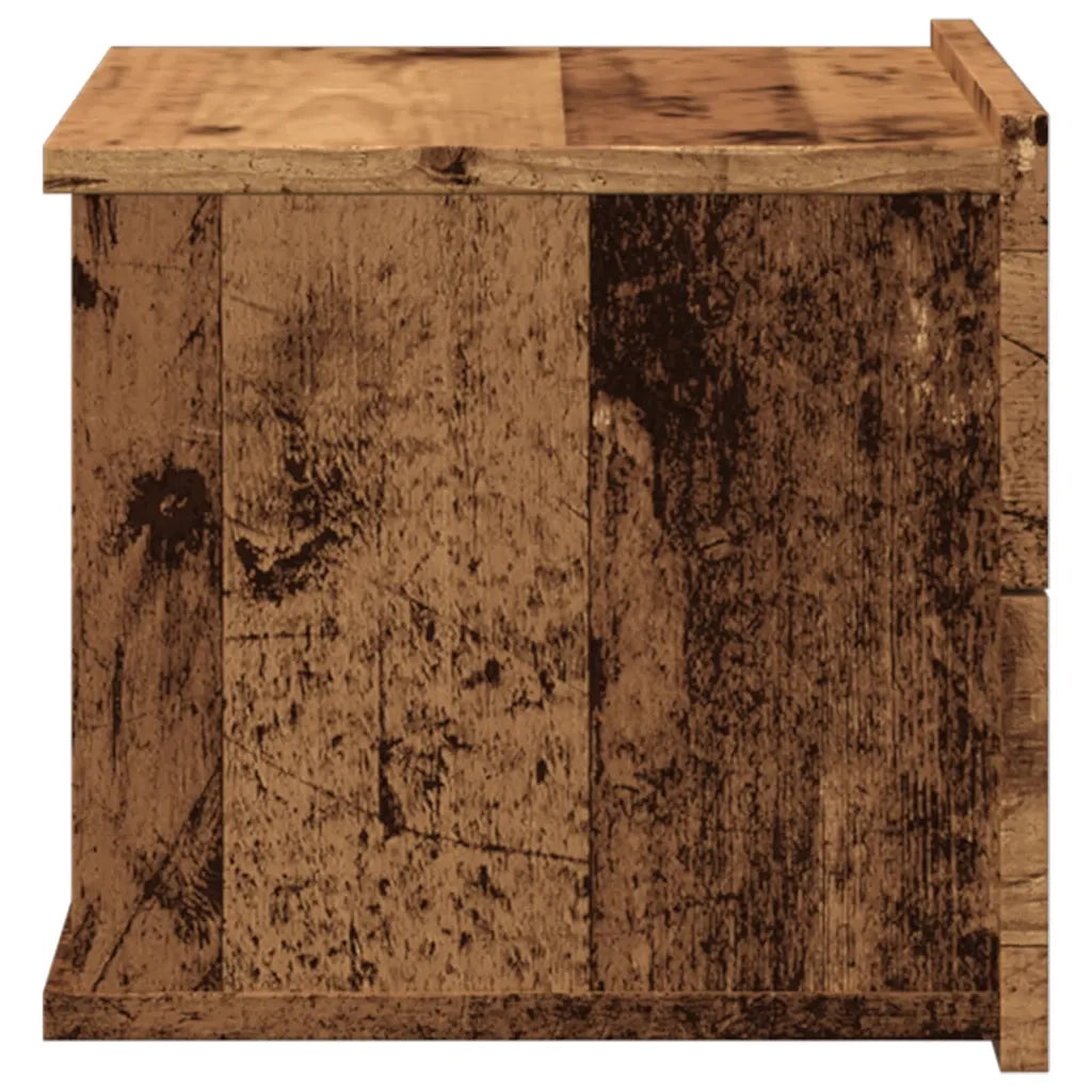 Comodino a Muro-Tavolino da notte sospeso Legno Antico 40x32x30 cm