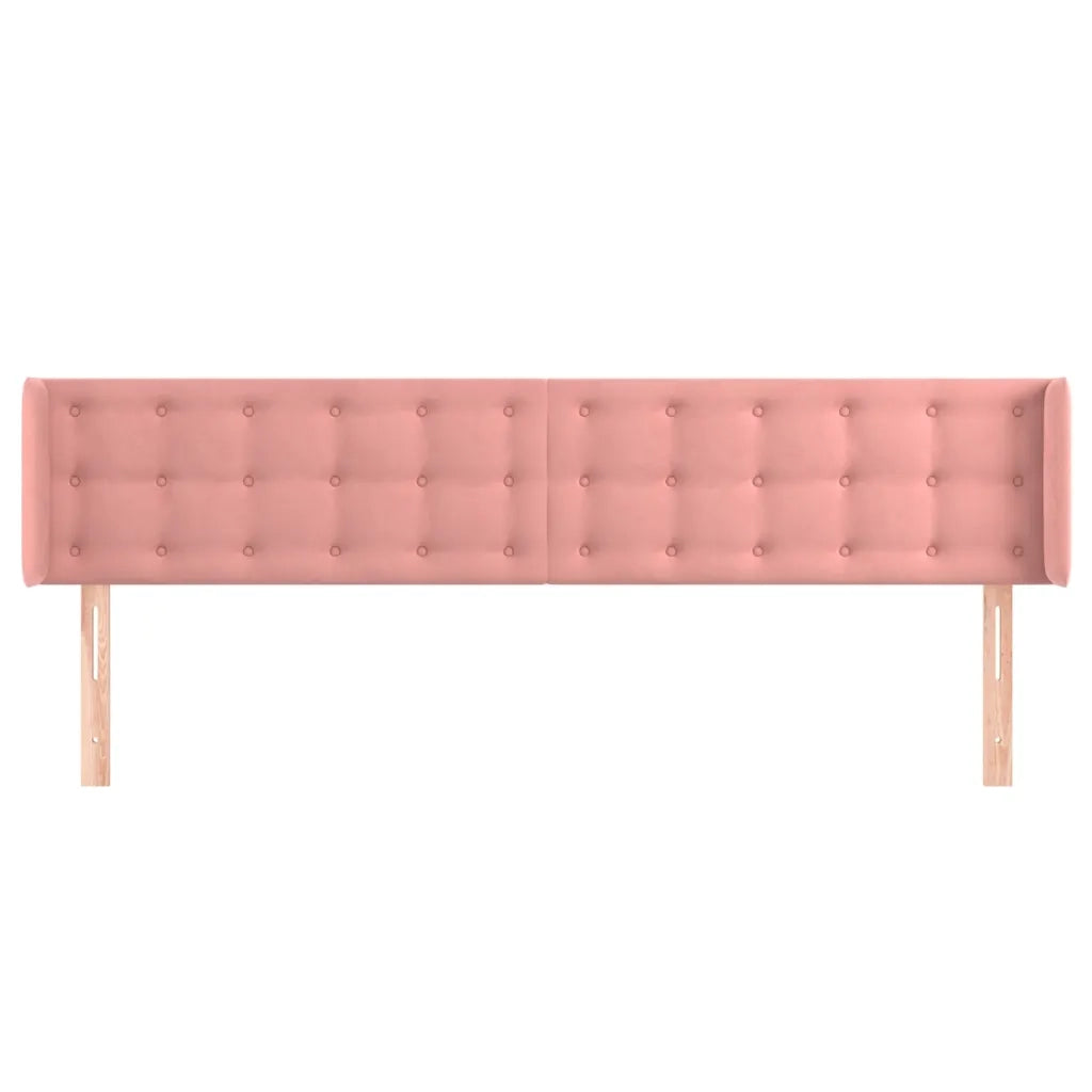 Testiera | Testata ad Orecchio Rosa 183x16x78/88 cm in Velluto