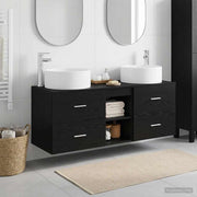 Set di mobili per il bagno 3 pz Nero 129 x 44,5 x 80 cm 3405948