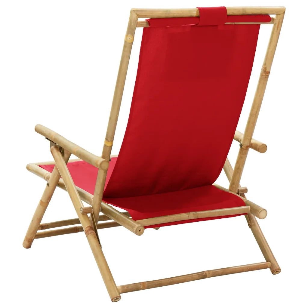 Sedia Reclinabile Relax Rossa in BambÃ¹ e Tessuto
