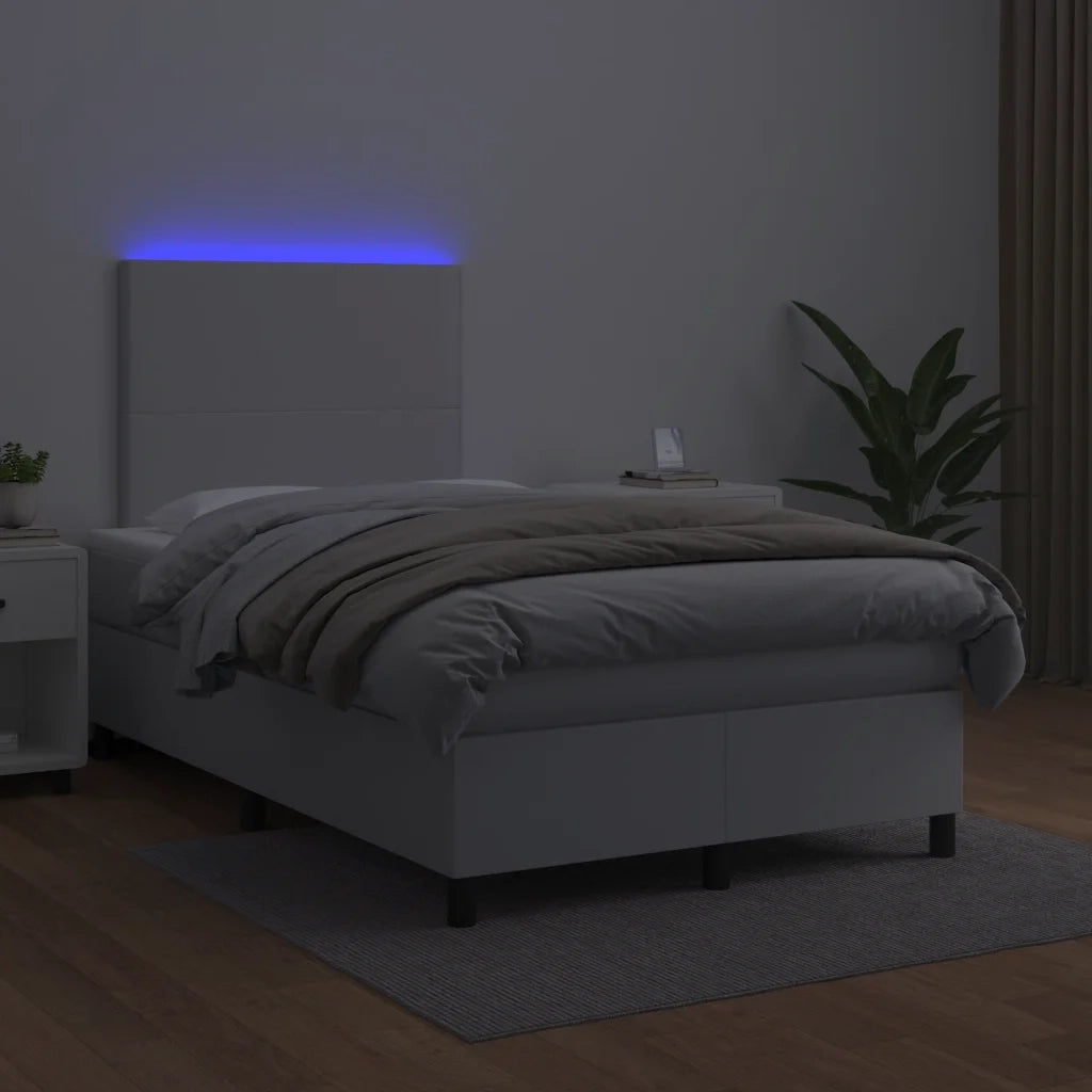 Giroletto Molle con Materasso e LED Bianco 120x190cm Similpelle 3270282