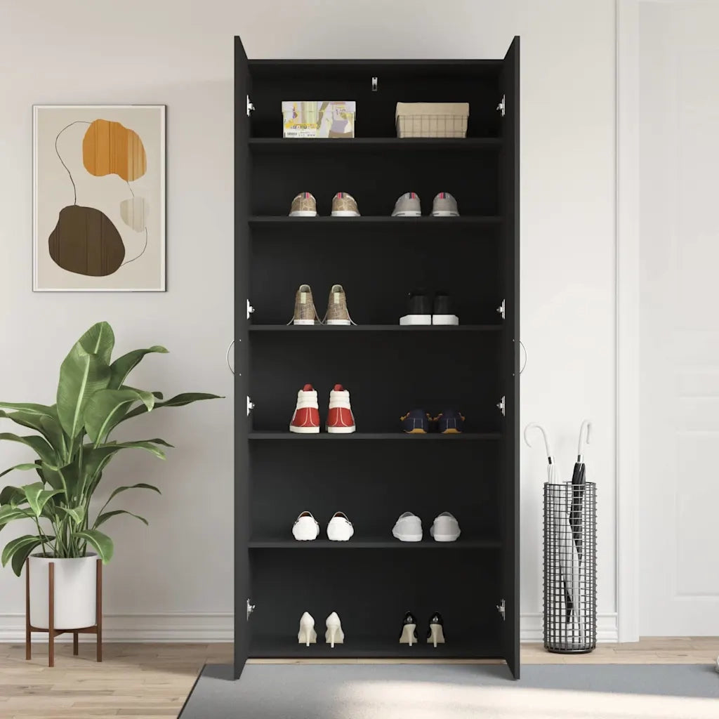 Mobile per scarpe Nero 80 x 35.5 x 180 cm Legno multistrato 3333837