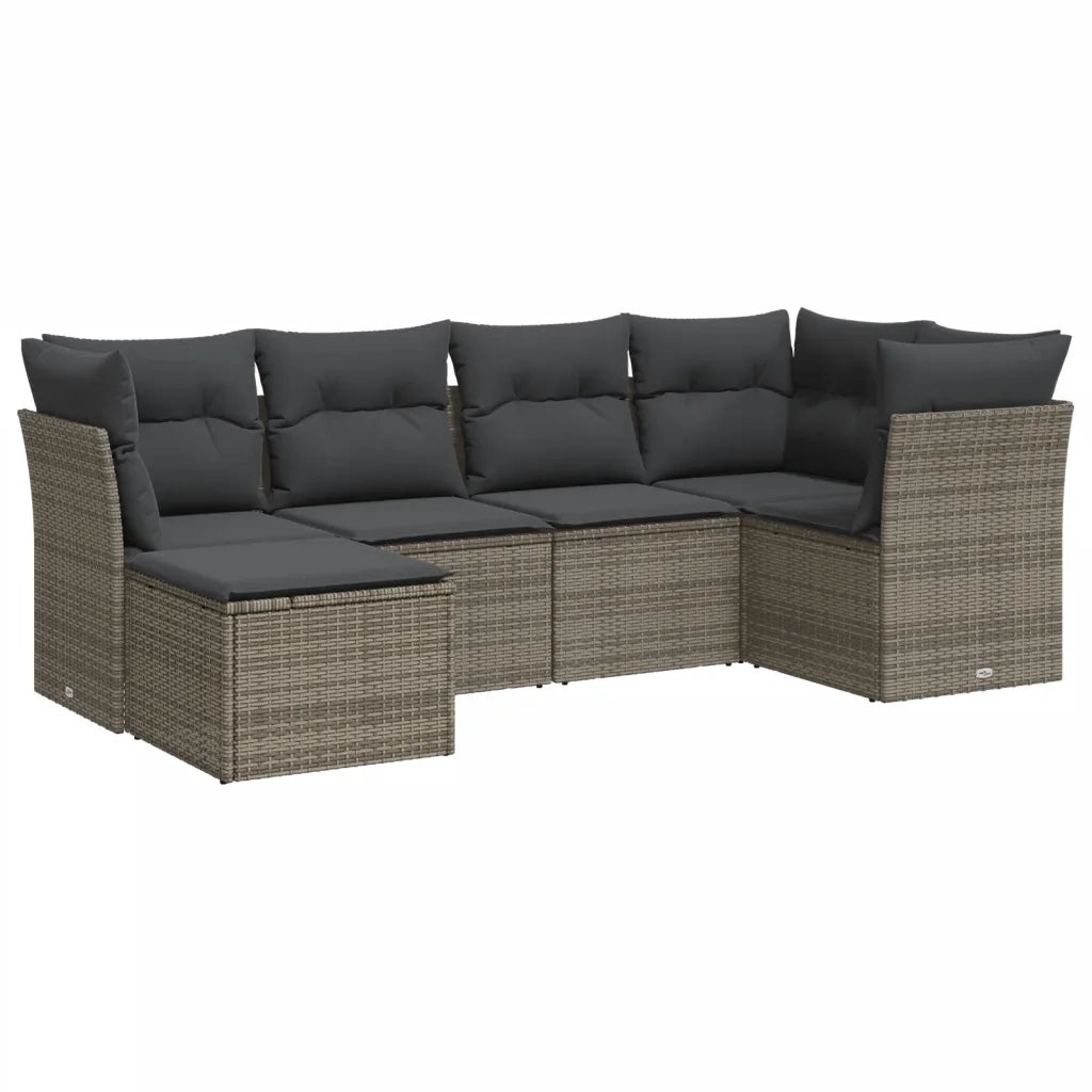Set Divano da Giardino 6 pz con Cuscini Grigio in Polyrattan 3217950
