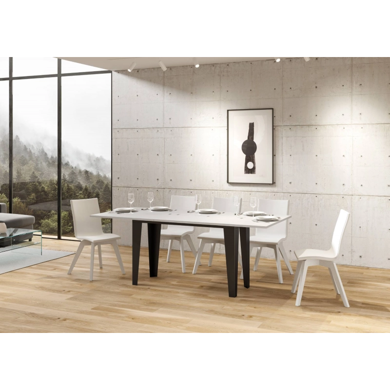 Tavolo apribile 120/200x45/90 cm Flame Double telaio Antracite - Bianco Frassino