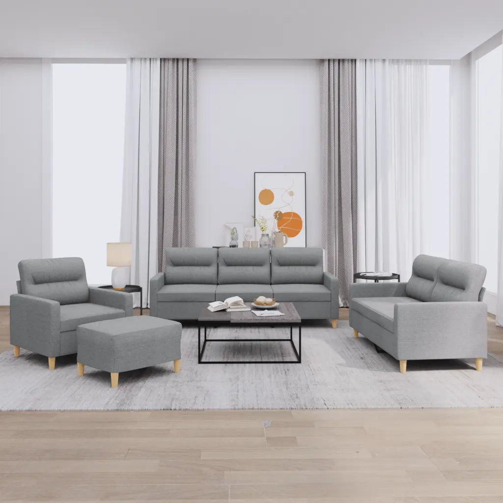 Set di Divani 4 pz con Cuscini Grigio Chiaro in Tessuto 3201544