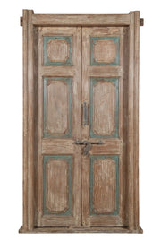 Biscottini Porta portone in legno massello e ferro da interno o da esterno vecchia e antica medievale con telaio