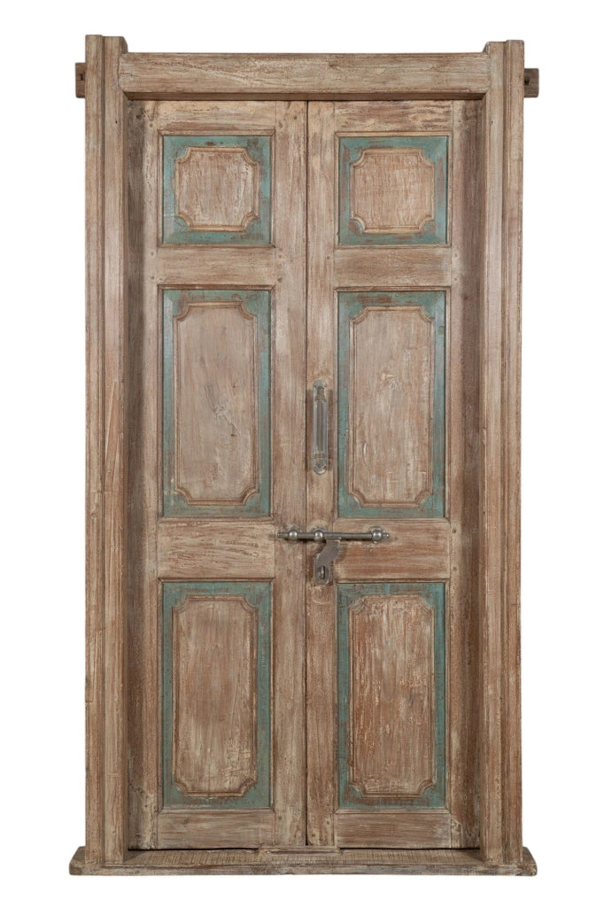 Biscottini Porta portone in legno massello e ferro da interno o da esterno vecchia e antica medievale con telaio