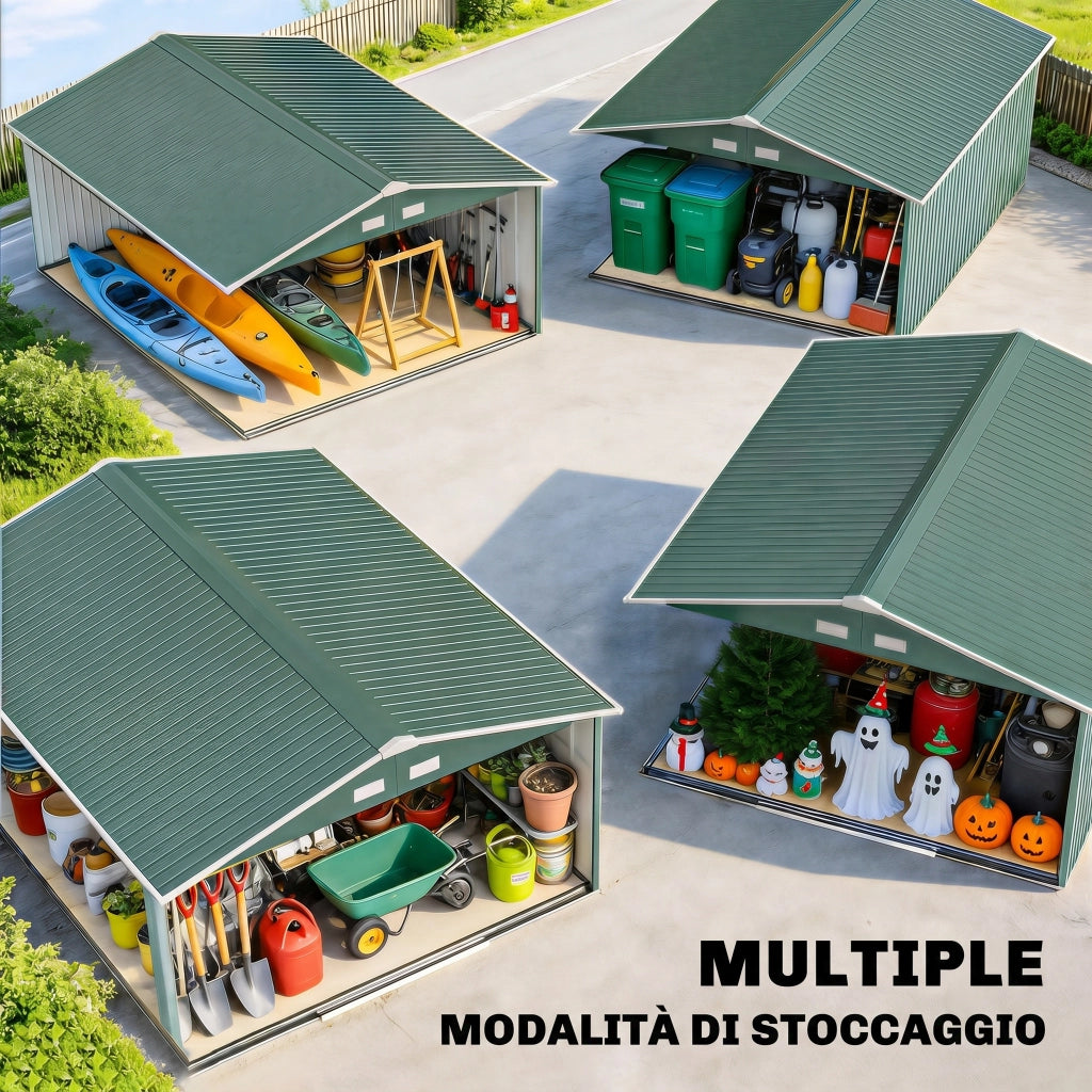Casetta da Giardino in Acciaio ¨C zephmum ¨C Verde 340x386x200 cm