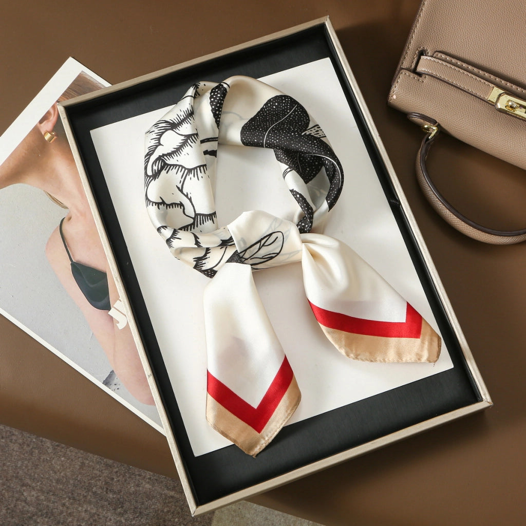 Sciarpa quadrata piccola da donna in seta, fascia per capelli elegante da ufficio, sciarpa in seta multifunzionale