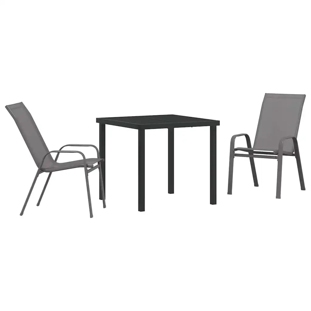 Set da Pranzo per Giardino 3 pcs Grigio e Nero 3379121