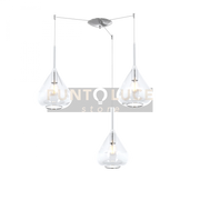 SOSPENSIONE CROMO 3 LUCI SPOSTABILE VETRI TRASPARENTE 1177CR-S3 S-TR