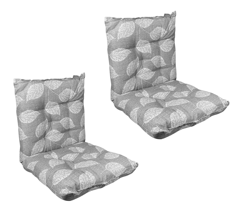 Set Cuscini Sedia Con Schienale Imbottiti Con Laccetti Banda Elastica 40 x 80 Cm FoliageGrigio - 2 Pezzi
