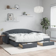 Divano Letto Estraibile Cassetti Grigio Scuro 80x200cm Velluto 3197367