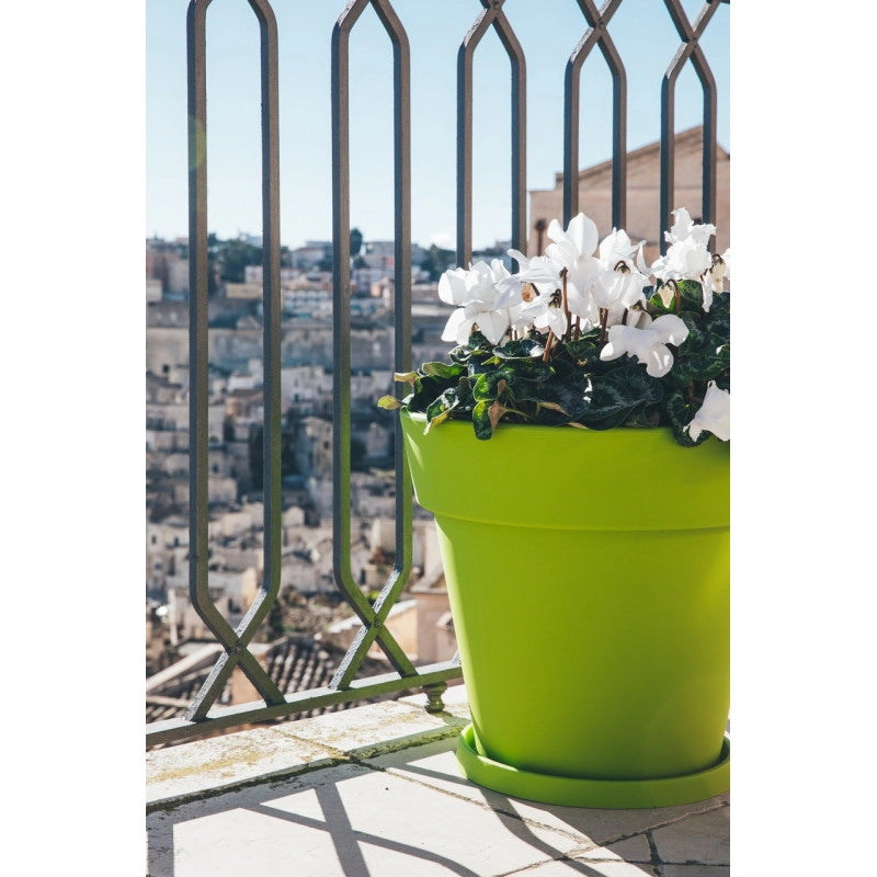 Vaso moderno di design Ø80 H70 in polimero verde resistente per interno ed esterno - Made in Italy - Monacis