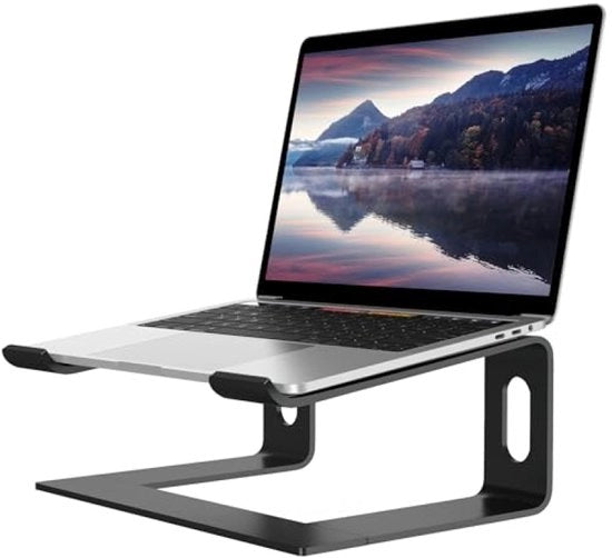 Sostegno per Laptop in Alluminio per Scrivania - Olografo Ergonomico per Notebook da 10-15.6 Pollici - Nero