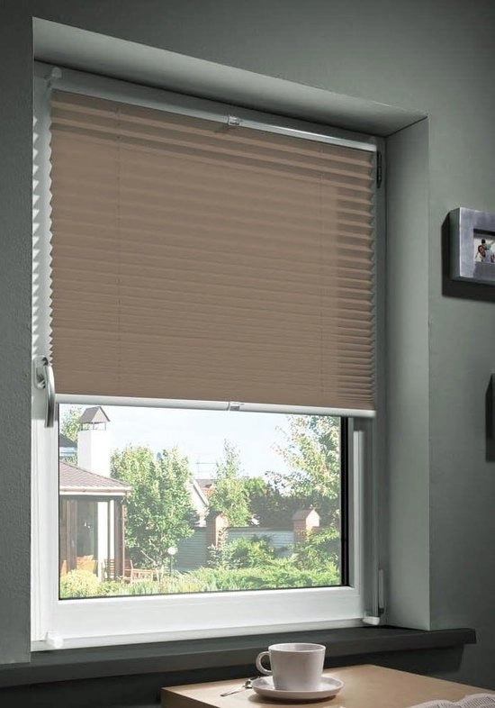 Tende di Plissé in taupe 80x210 cm senza perforazione - tenda a rullo per interni con supporti di fissaggio - protezione solare e occultamento visivo per finestre e porte