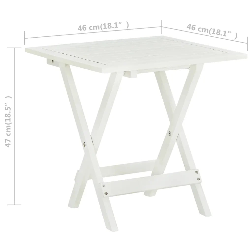 Tavolino da Giardino | Tavolo da Bistrot Bianco 46x46x47cm in Legno Massello di Acacia