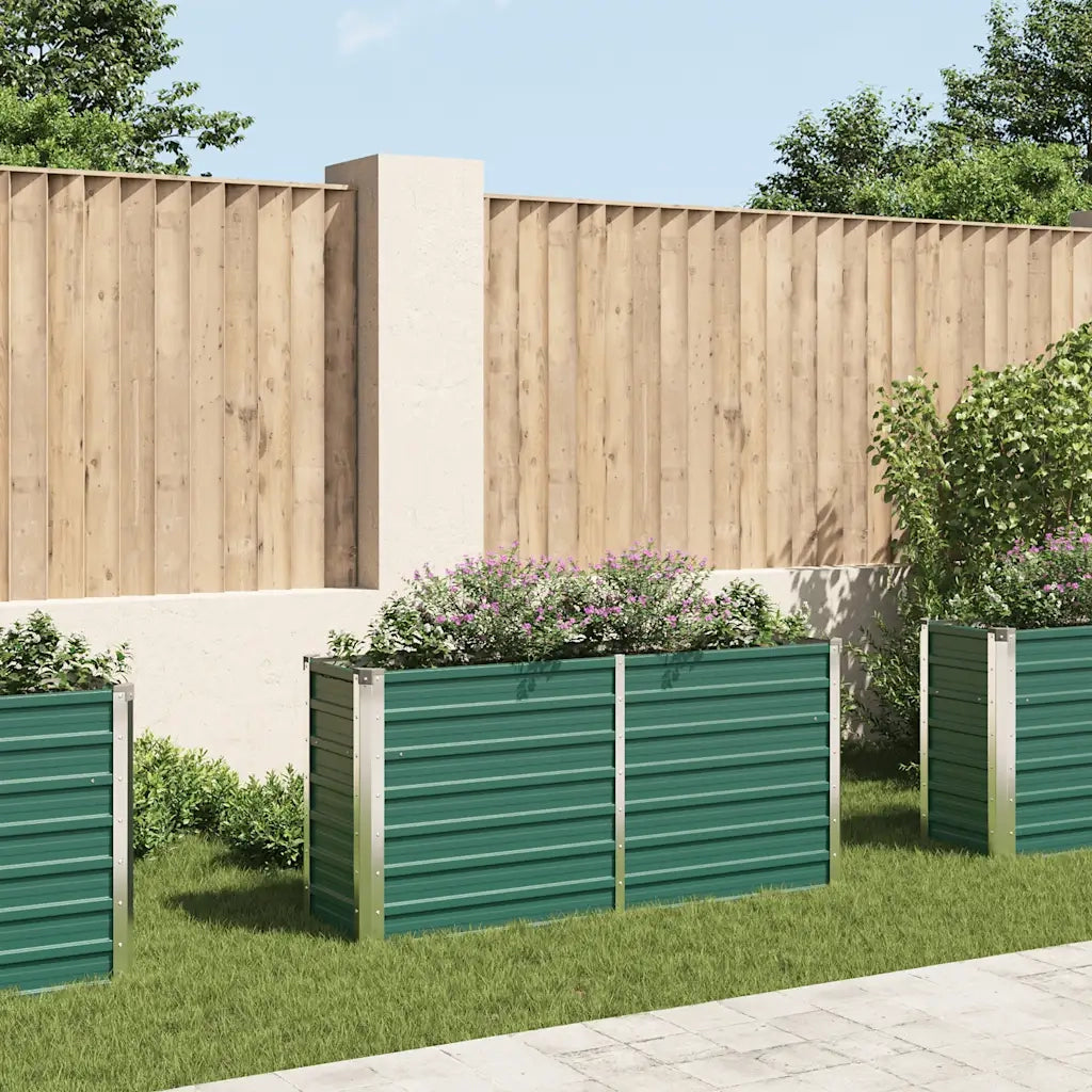 Fioriere | Cassetta per fiori | Letto Rialzato Giardino in Acciaio Zincato 160x40x77 cm Verde