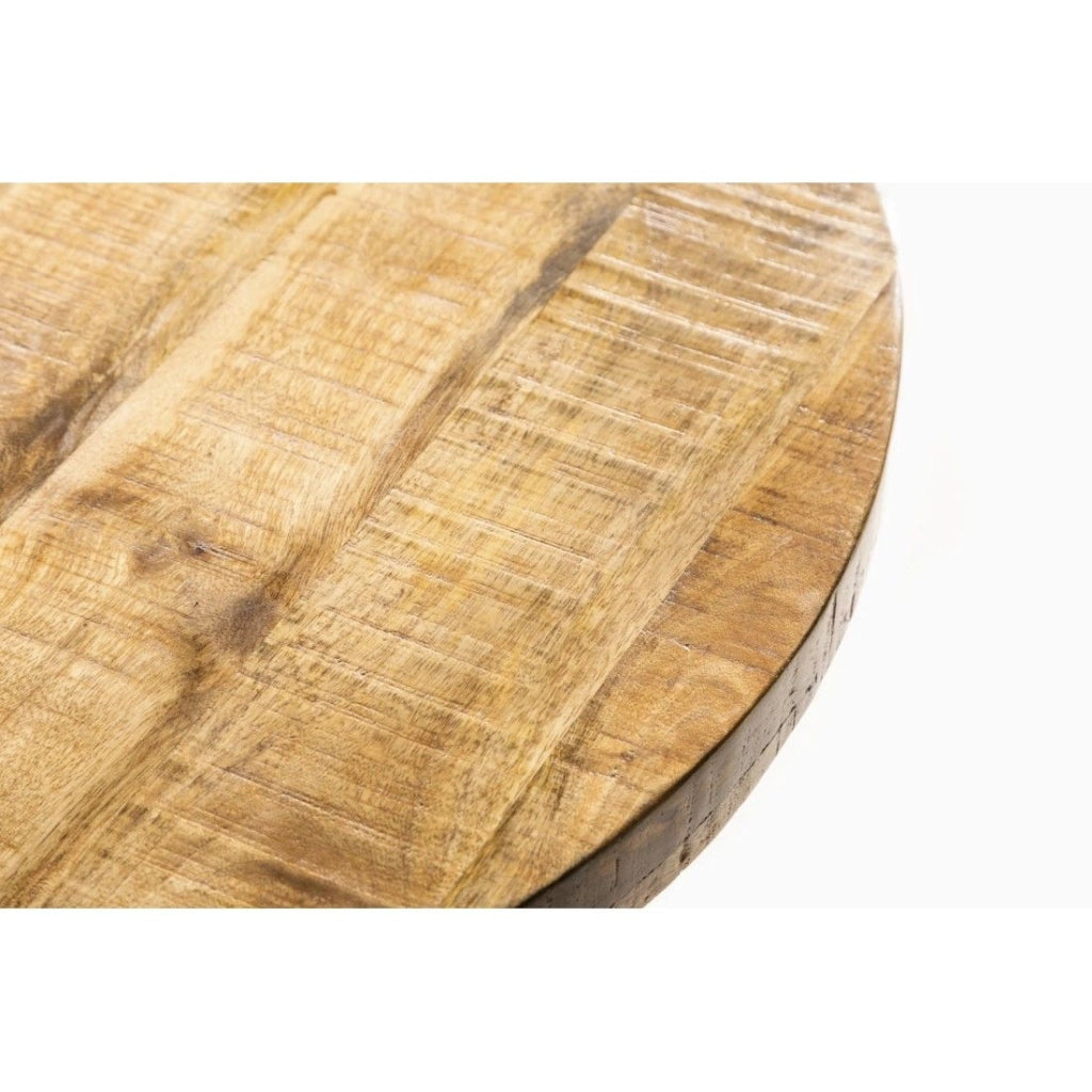 Tavolo da pranzo LODEN 80 cm – Piano rotondo in legno massello di mango e struttura in metallo nero