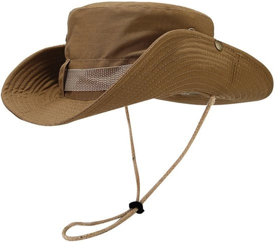 Cappello da sole, protezione respirante Cappello da pesca Larga fascia Cappello da safari Cappello a rete respirante per campeggio, escursioni, viaggi - Cachi scuro