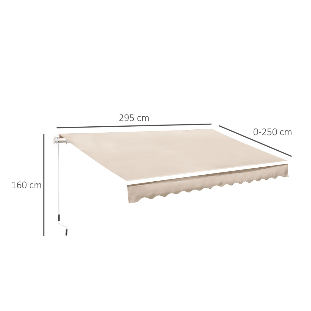 EasyComfort Tenda da Sole a Bracci per Esterno con Manovella, Metallo e Poliestere, 3x2.5m Beige
