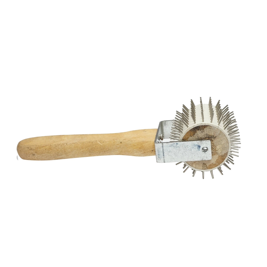 Rullo in acciaio inox senza cappuccio con manico in legno