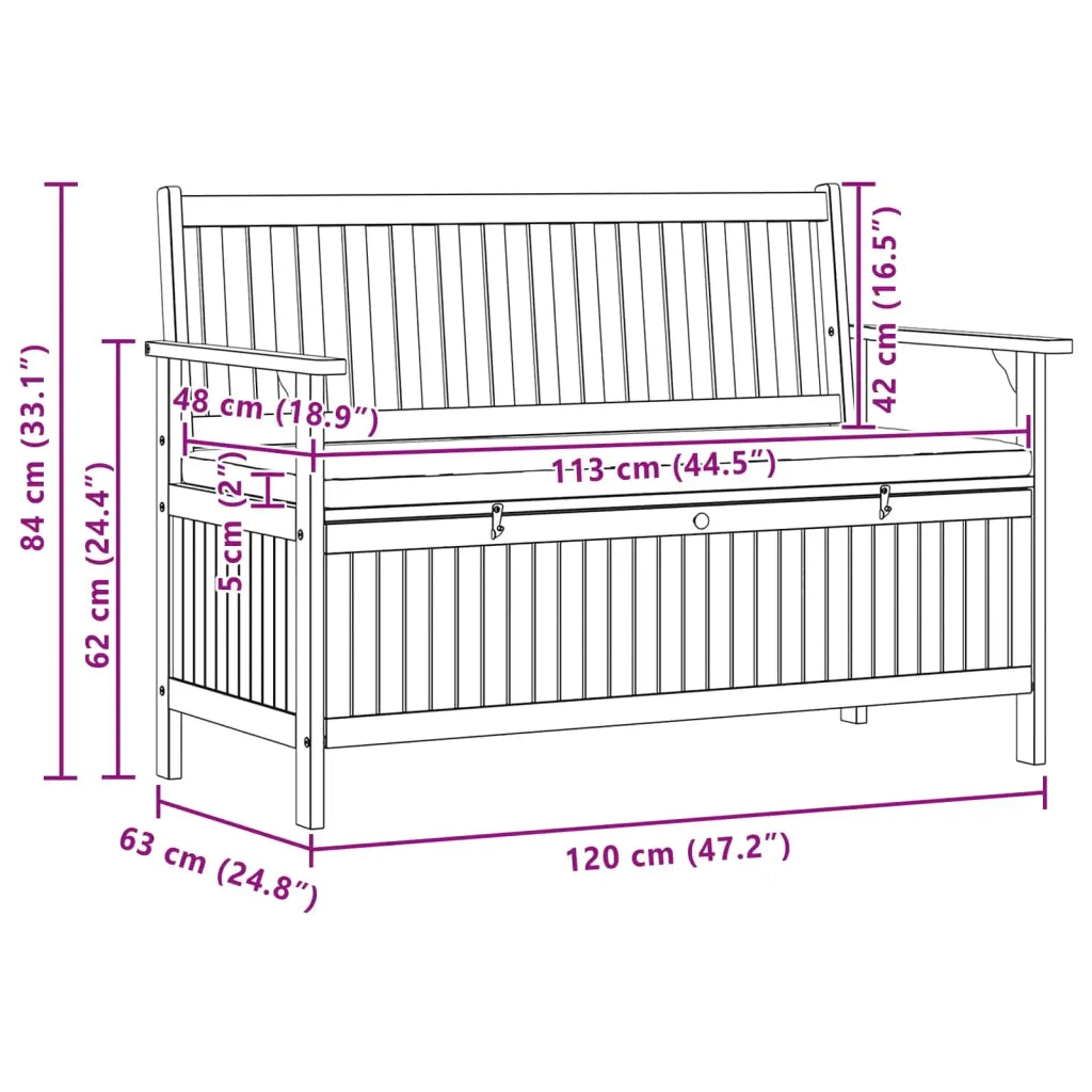 Panchina con contenitore con cuscino con porta 120 x 63 x 84 cm 42026791