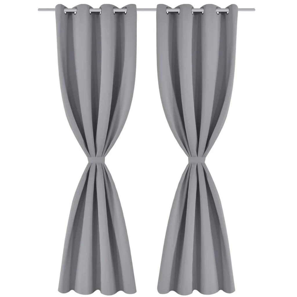 2 Pz Tende Oscuranti con Occhielli in Metallo 135x175 cm Grigie 132202