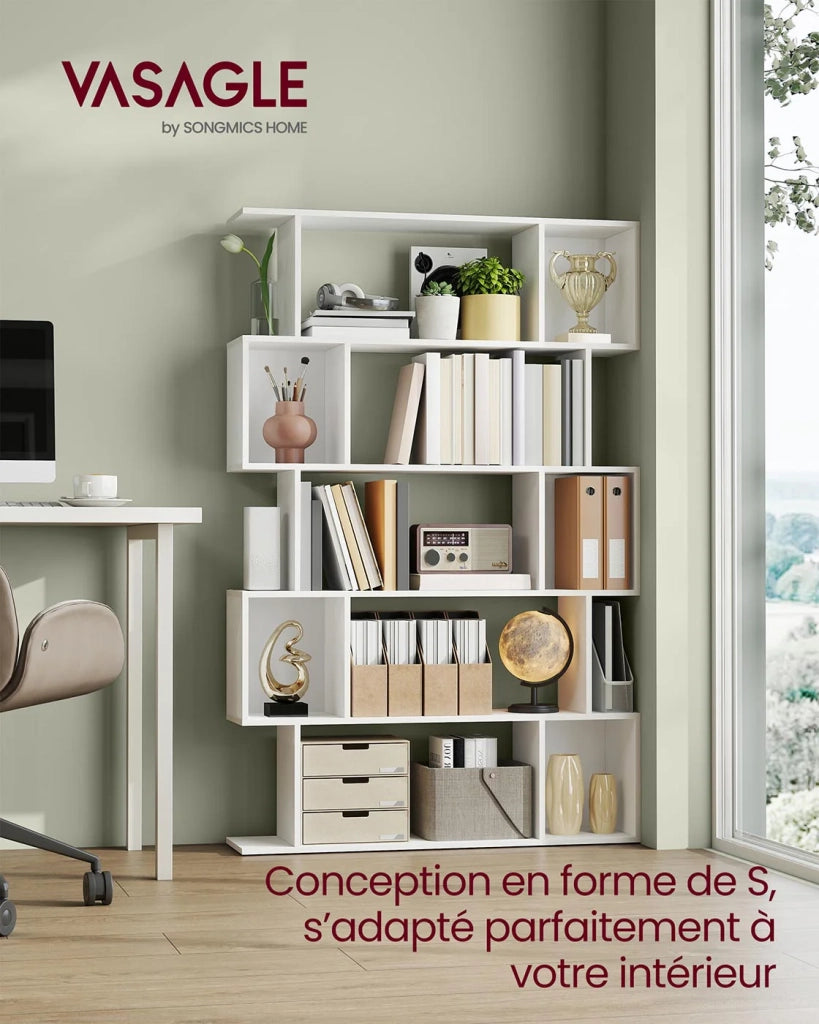 Libreria a 5 ripiani 24 x 90 x 159 cm mobile contenitore con scomparti aperti per soggiorno camera da letto ufficio marrone rustico 12_0004272