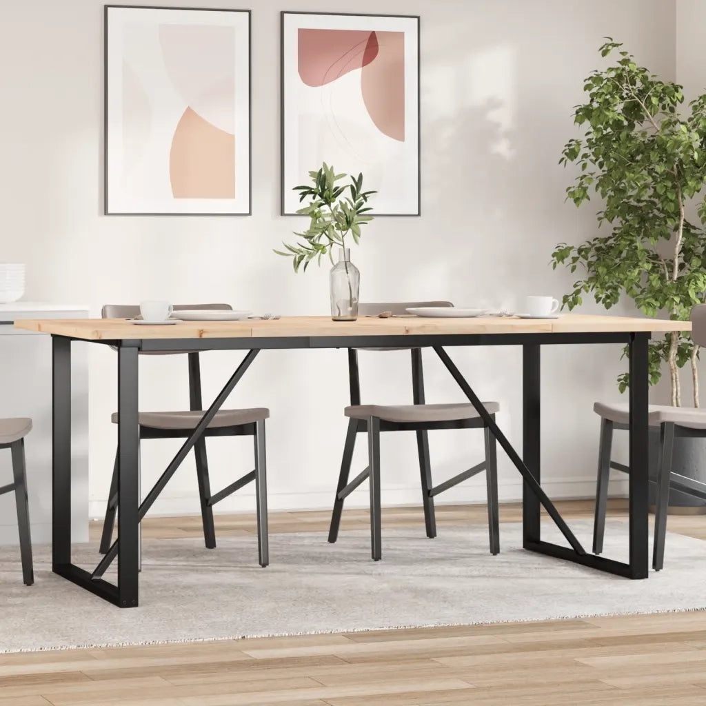 Tavolo da Pranzo | Tavolo da cucina Telaio a O 180x90x75,5 cm Legno Pino e Acciaio