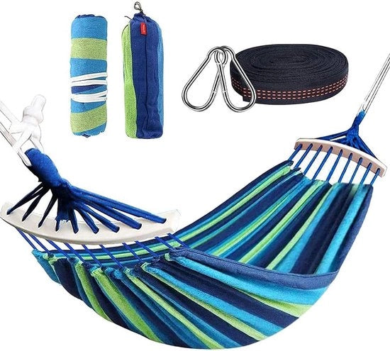 Cestino a Doppio Soggiorno da Esterno 280 x 150 cm per Viaggi Camping Escursioni Giardino - Portatile e Respirabile - Capacità di Carico fino a 300 kg - Strisce Blu