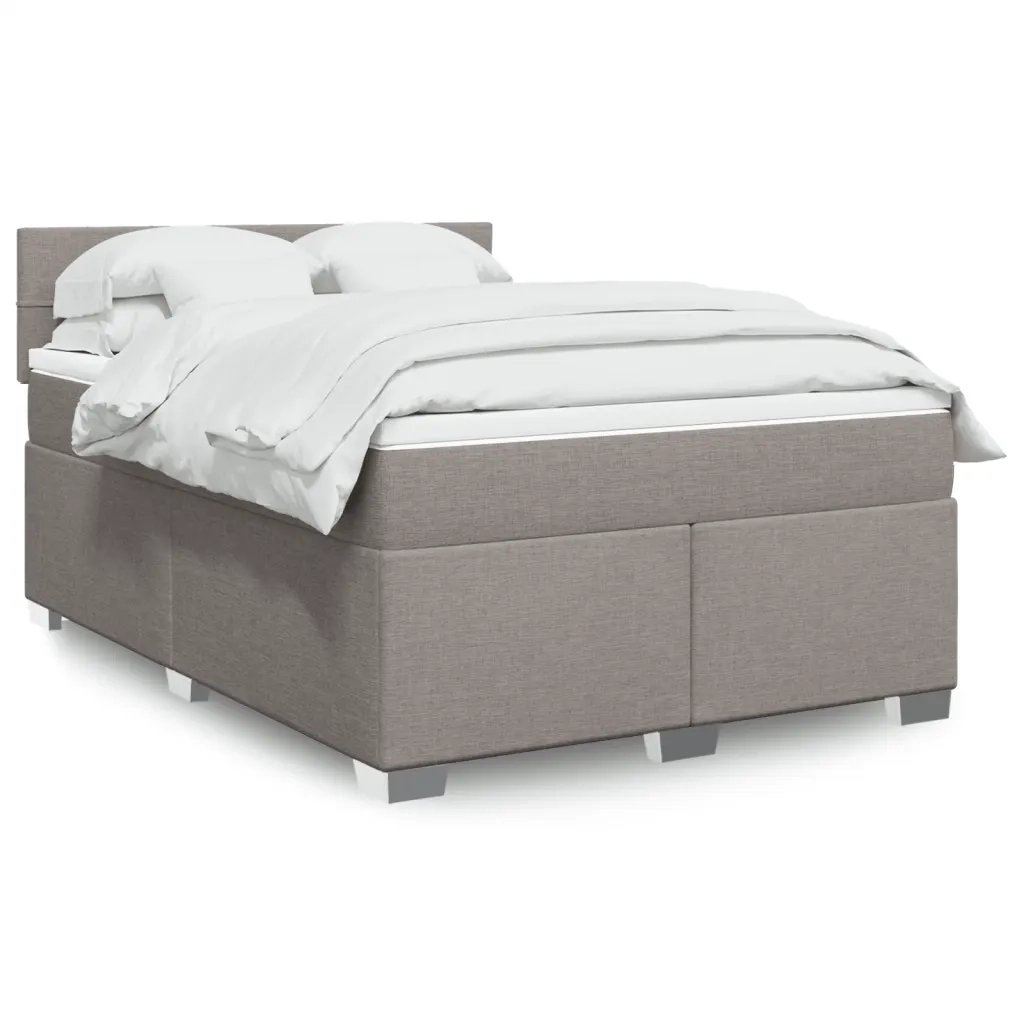 vidaXL Giroletto a Molle con Materasso Tortora 140x200 cm in Tessuto