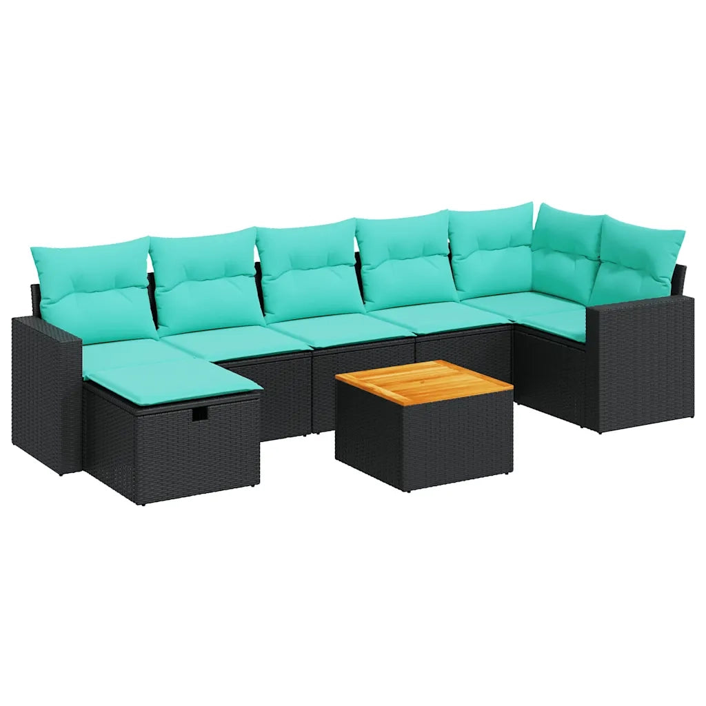 Set Divani da Giardino con Cuscini 8 pz Nero in Polyrattan 3325795