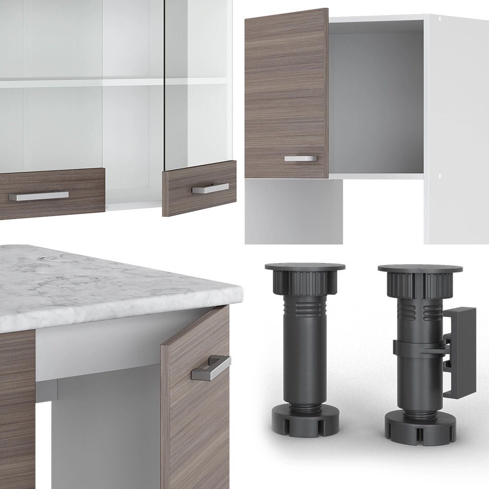 Vicco Cucina angolare completa Grigio prezioso/bianco 237 x 60 cm , PL Marmo