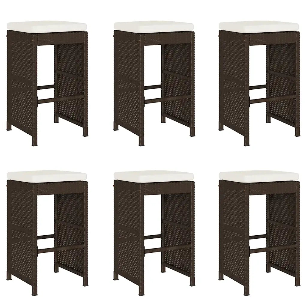 Sgabelli Bar da Giardino con Cuscini 6 pz Marroni in Polyrattan CFW1601602